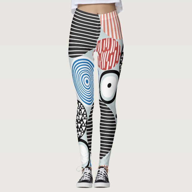 Multicolored circles, graphic pattern design. leggings (Front)
