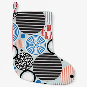 Multicolored circles, graphic pattern design. small christmas stocking