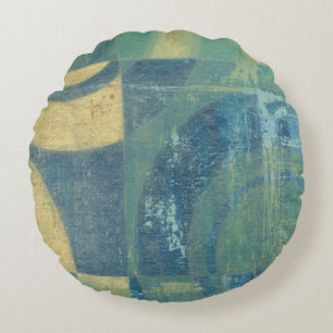 Multicolored Circles & Panels Round Pillow