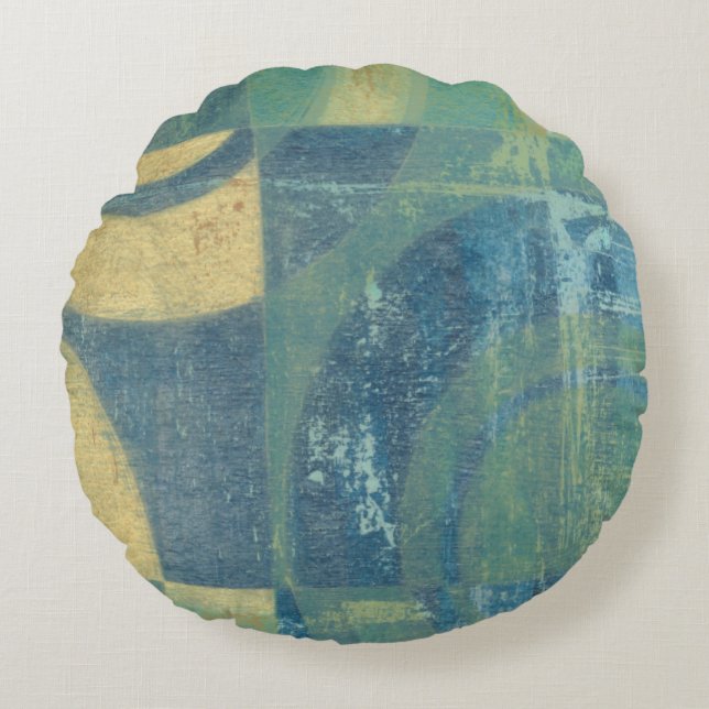 Multicolored Circles & Panels Round Pillow (Front)