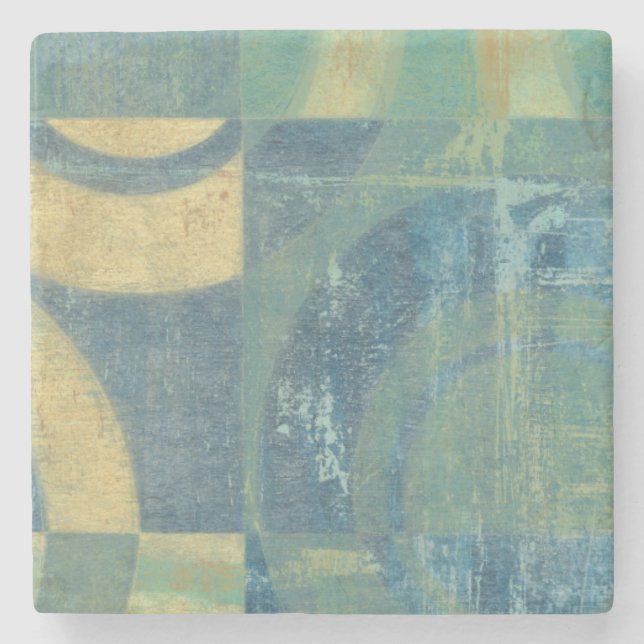 Multicolored Circles & Panels Stone Coaster (Front)