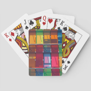 Multicolored commercial building detail playing cards