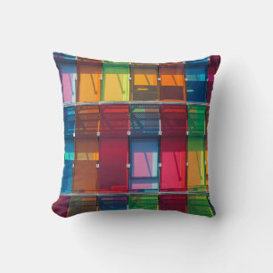 Multicolored commercial building detail throw pillow
