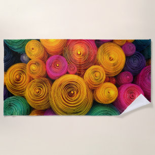 Multicolored concentric circles abstract texture beach towel