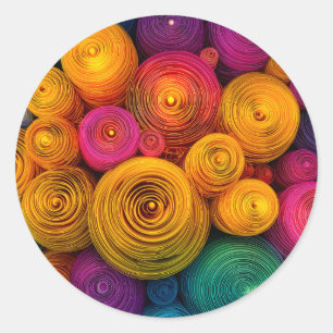 Multicolored concentric circles abstract texture classic round sticker