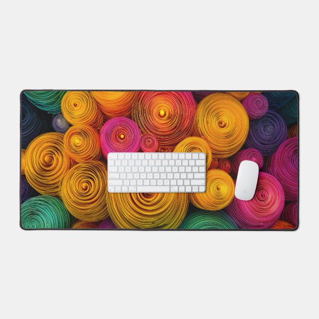 Multicolored concentric circles abstract texture desk mat (Keyboard & Mouse)