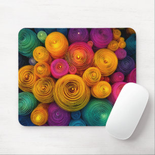 Multicolored concentric circles abstract texture mouse pad