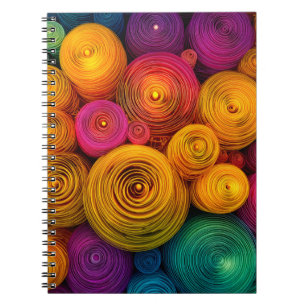 Multicolored concentric circles abstract texture notebook