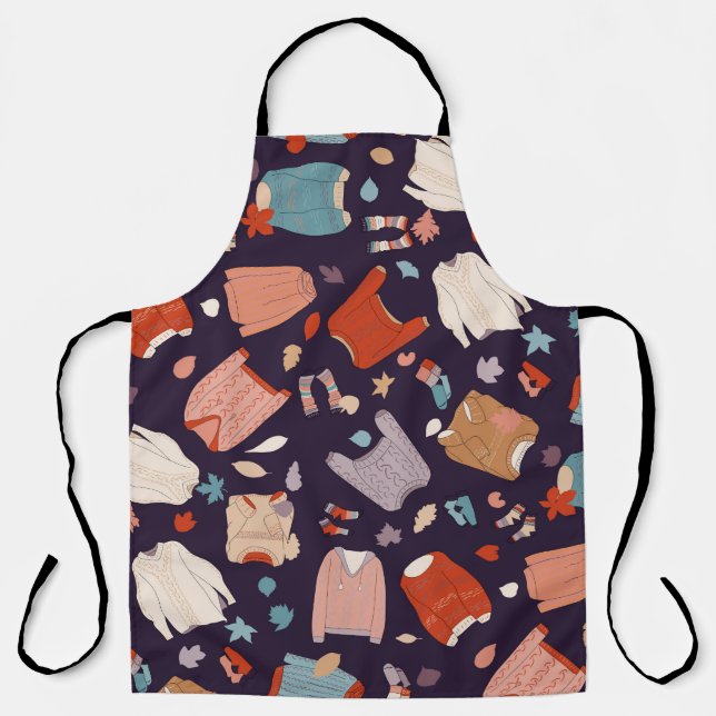 Multicolored, cozy sweaters, warm, autumn, winter. apron (Front)