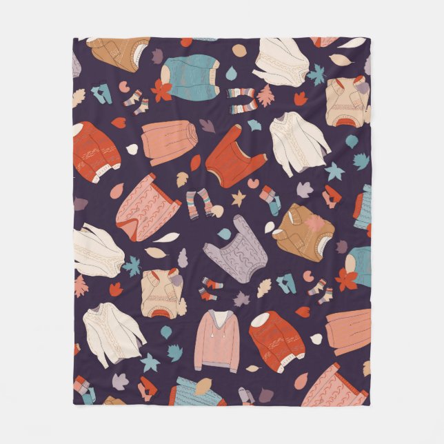 Multicolored, cozy sweaters, warm, autumn, winter. fleece blanket (Front)