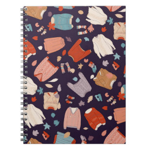 Multicolored, cozy sweaters, warm, autumn, winter. notebook