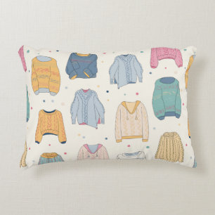 Multicolored, cozy sweaters, warm autumn winter Se Accent Pillow