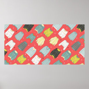 Multicolored, cozy sweaters, warm autumn winter Se Poster