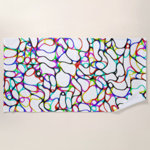 Multicolored Curvy Line Pattern Beach Towel