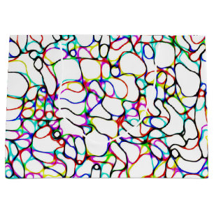 Multicolored Curvy Line Pattern Large Gift Bag