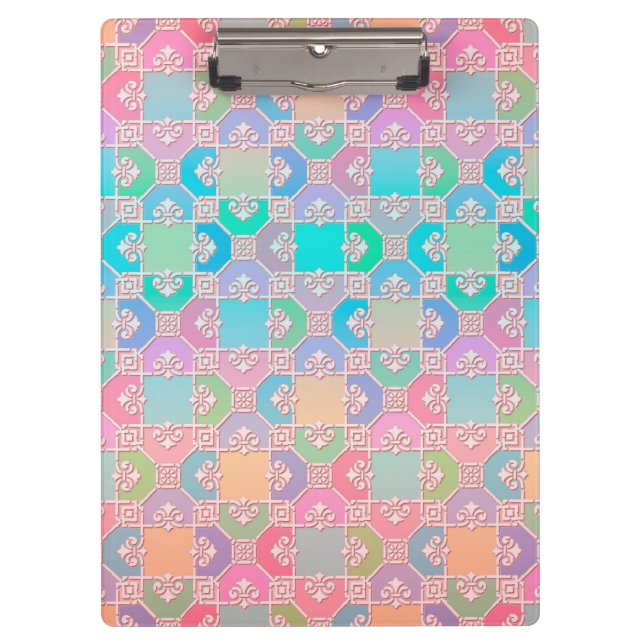 Multicolored Cute Squares Pattern Clipboard (Front)