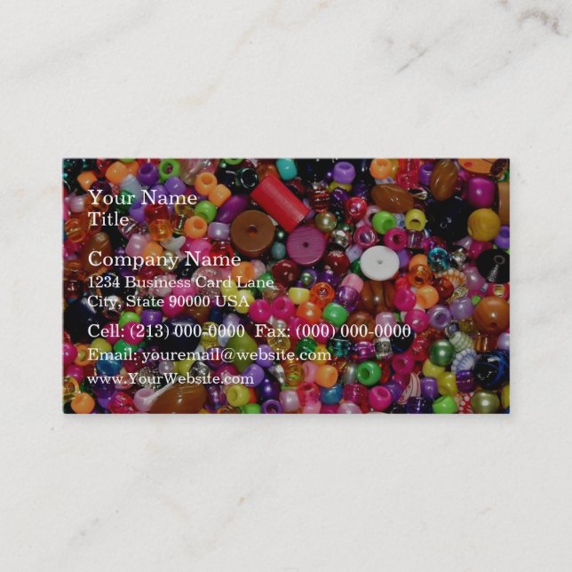 Multicolored decorative craft beads business card (Front)