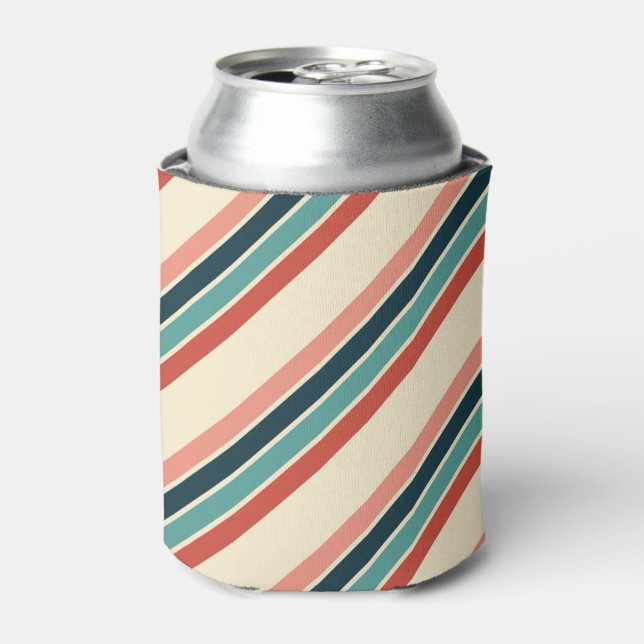 Multicolored diagonal stripes design can cooler (Can Front)