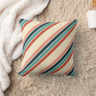 Multicolored diagonal stripes design throw pillow