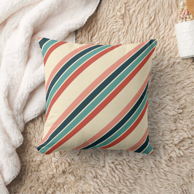 Multicolored diagonal stripes design throw pillow (Blanket)