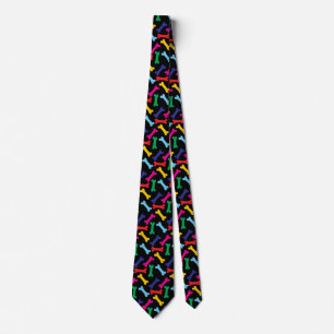 Multicolored dog bone pattern tie