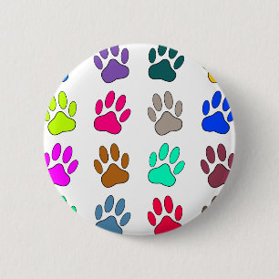 Multicolored Dog Paw Print Pattern 2 Inch Round Button
