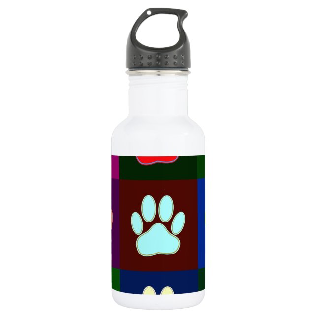 Multicolored Dog Paw Print Pattern 532 Ml Water Bottle (Front)
