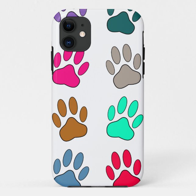 Multicolored Dog Paw Print Pattern Case-Mate iPhone Case (Back)