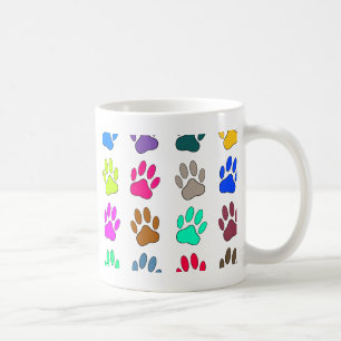 Multicolored Dog Paw Print Pattern Coffee Mug