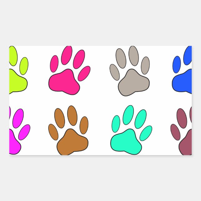 Multicolored Dog Paw Print Pattern Sticker (Front)