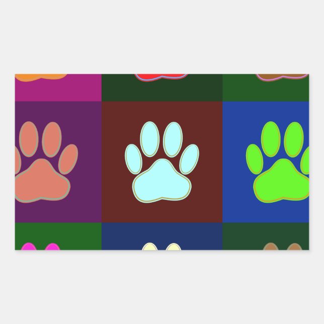 Multicolored Dog Paw Print Pattern Sticker (Front)