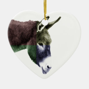 Multicolored Donkey Western Two-sided Ceramic Ornament