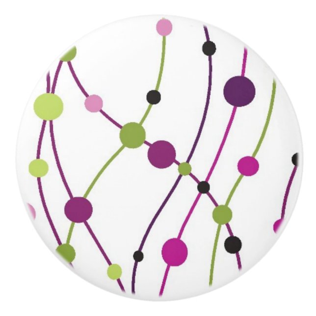 Multicolored dot background ceramic knob (Front)