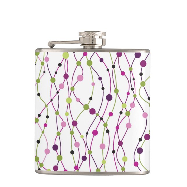 Multicolored dot background hip flask (Front)