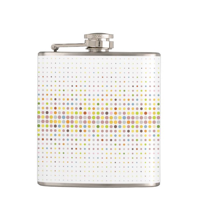 Multicolored dot background hip flask (Front)