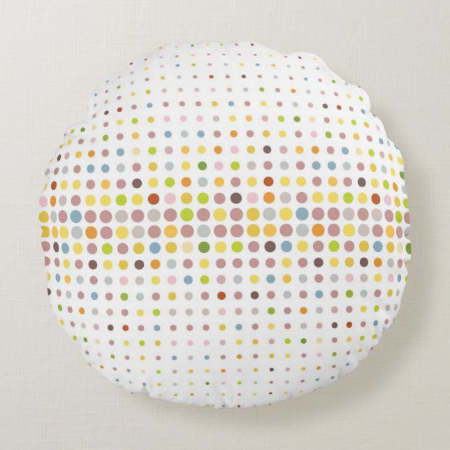 Multicolored dot background round pillow (Front)