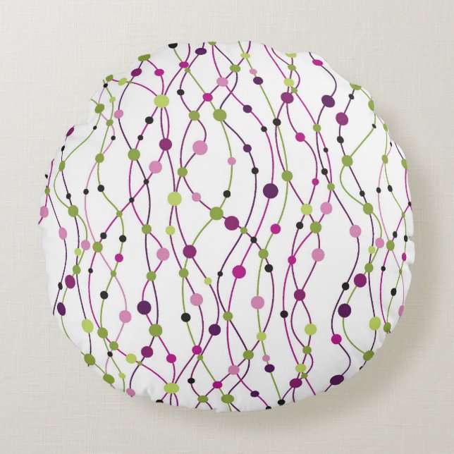 Multicolored dot background round pillow (Front)