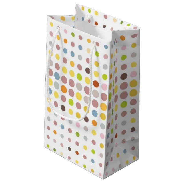 Multicolored dot background small gift bag (Back Angled)