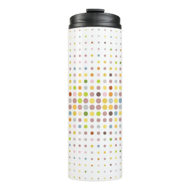 Multicolored dot background thermal tumbler (Front)