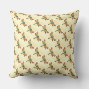 Multicolored Dragonfly Art (yellow) Throw Pillow