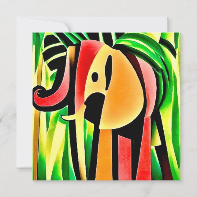 Multicolored elephant card (Front)