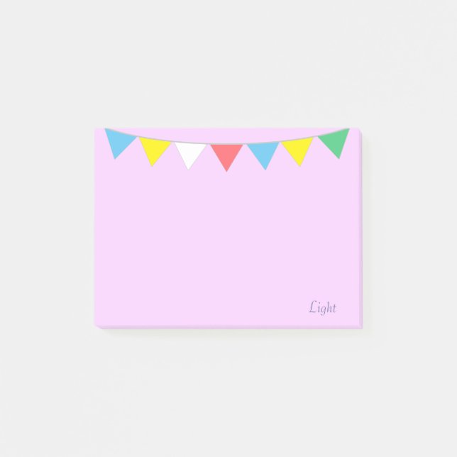 Multicolored flags & calligraphy on violet post-it notes (Front)