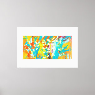 Multicolored Floral Acrylic Painting Abstract Back Canvas Print