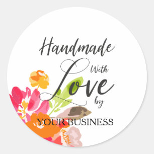 Multicolored Floral Articles Handmade Classic Round Sticker