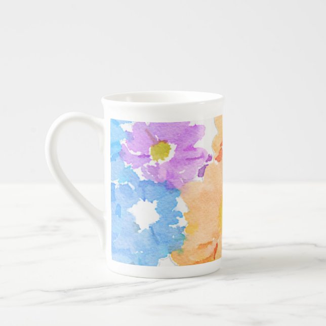 Multicolored floral  Bone China Mug (Left)