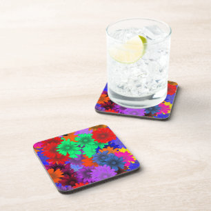 Multicolored floral coaster