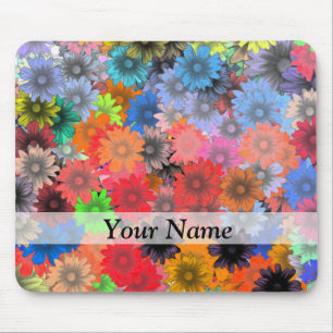 Multicolored floral pattern mouse pad