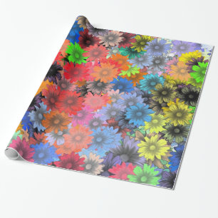 Multicolored floral pattern wrapping paper