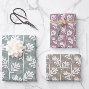 Multicolored Floral Silhouette Blooming Rhythm Wrapping Paper Sheet