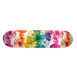 Multicolored Floral Swirls Decorative Design Skateboard